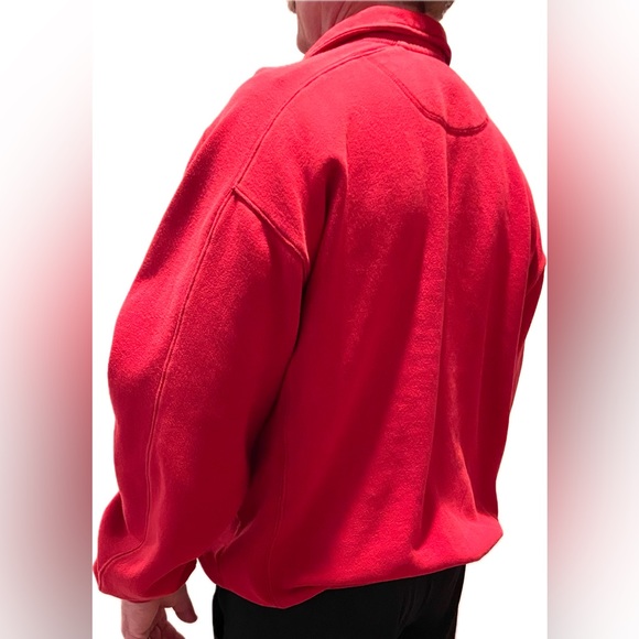 BACK PORCH Red Cotton Sweatshirt Classy 1/4 Zip Sporty Sugg Size L Great Cond - Picture 4 of 10